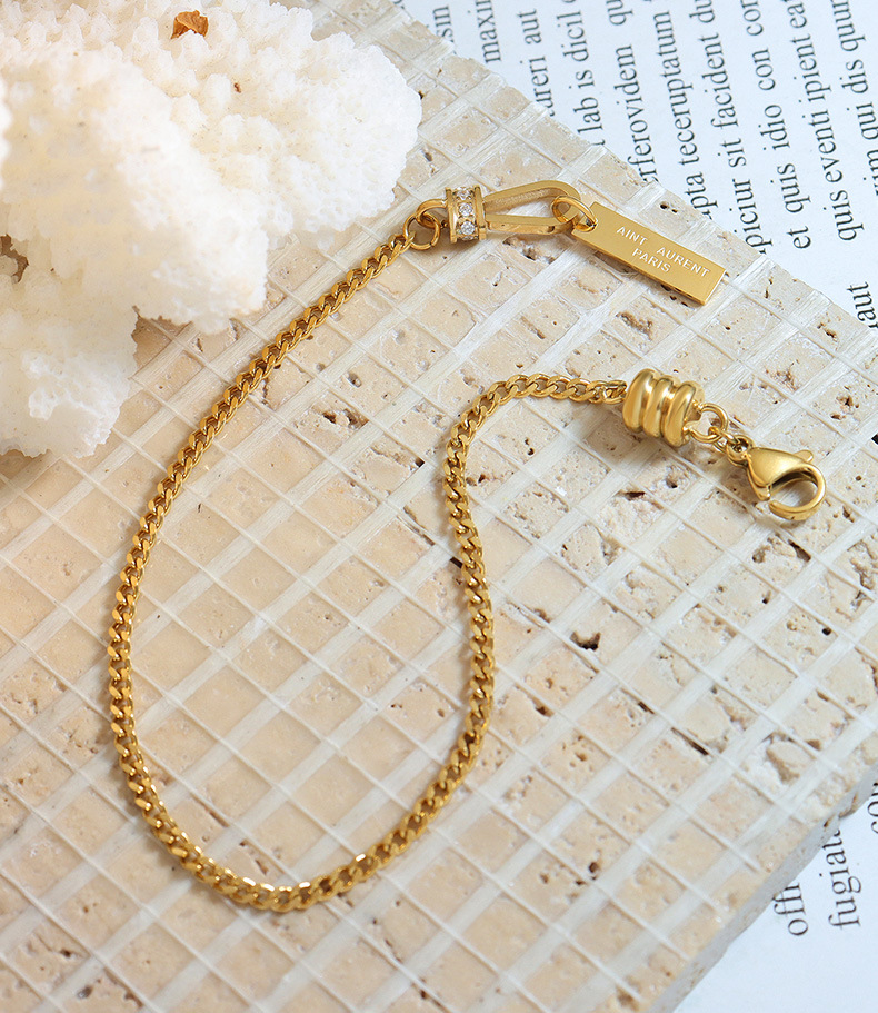 Simple Style Geometric Titanium Steel Plating Zircon Bracelets 1 Piece