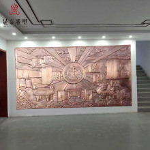 玻璃钢仿铜浮雕厂家制作设计文化展馆展厅背景墙铜板壁画锻铜浮雕