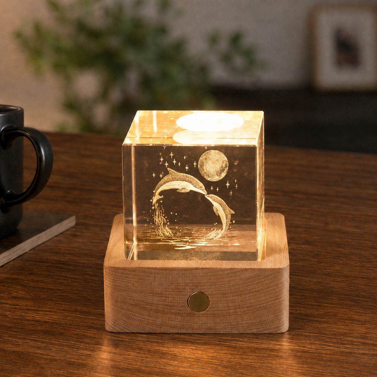 Lámpara de Noche de Cristal con Forma de Nube, Cubo Pequeño de Cristal, Adorno Creativo para Escritorio, Lámpara de Noche, Árbol de Cristal, Regalo para Niña, Transfronterizo