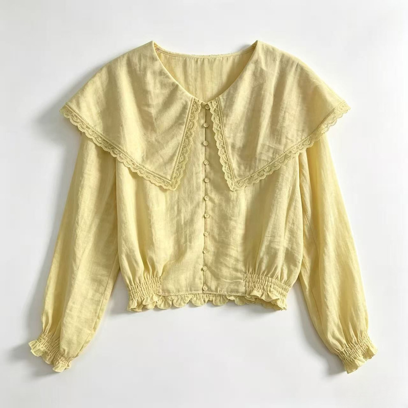 【H144】Nanyou Rayon Shiny Floral Long-Sleeve Shirt Women's Breathable Top