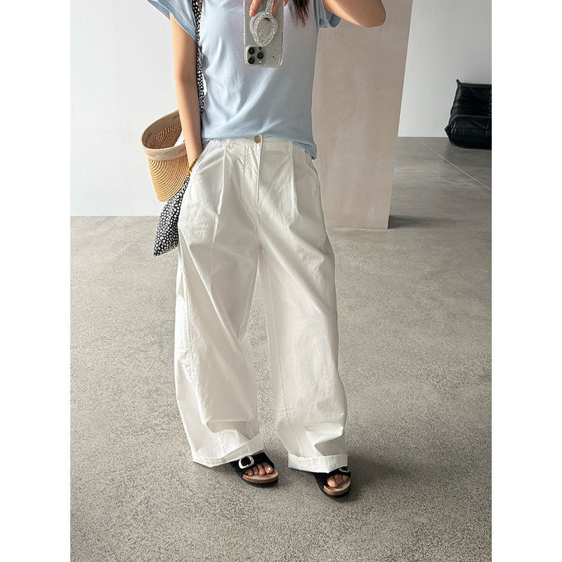 【Zichuan】Stylish Thin Wide-Leg Cargo Pants for Women, Spring and Summer, Loose and Comfortable, Versatile, Slimming Long Pants Wq219
