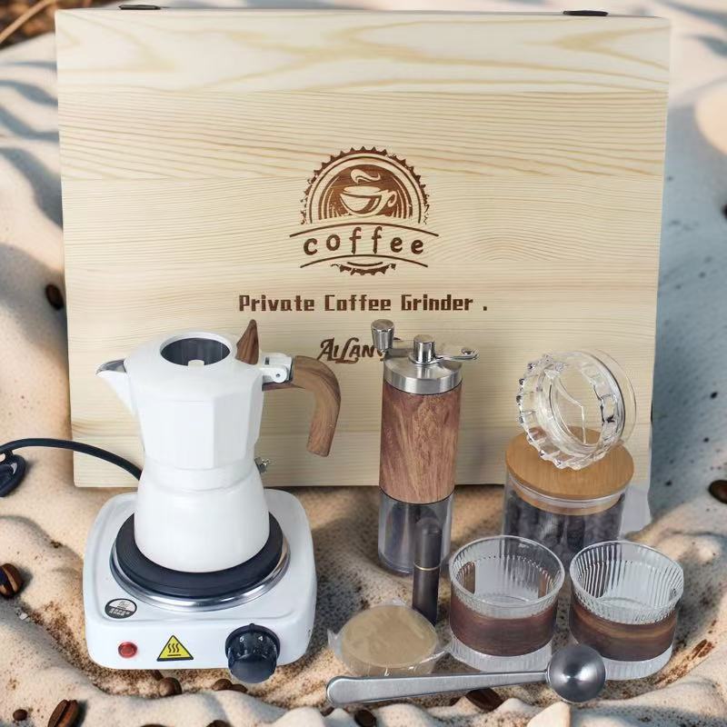 Máquina de café de molino de mano Set de café portátil espresso italiano cafetera de café de mano molino de frijoles regalo regalo