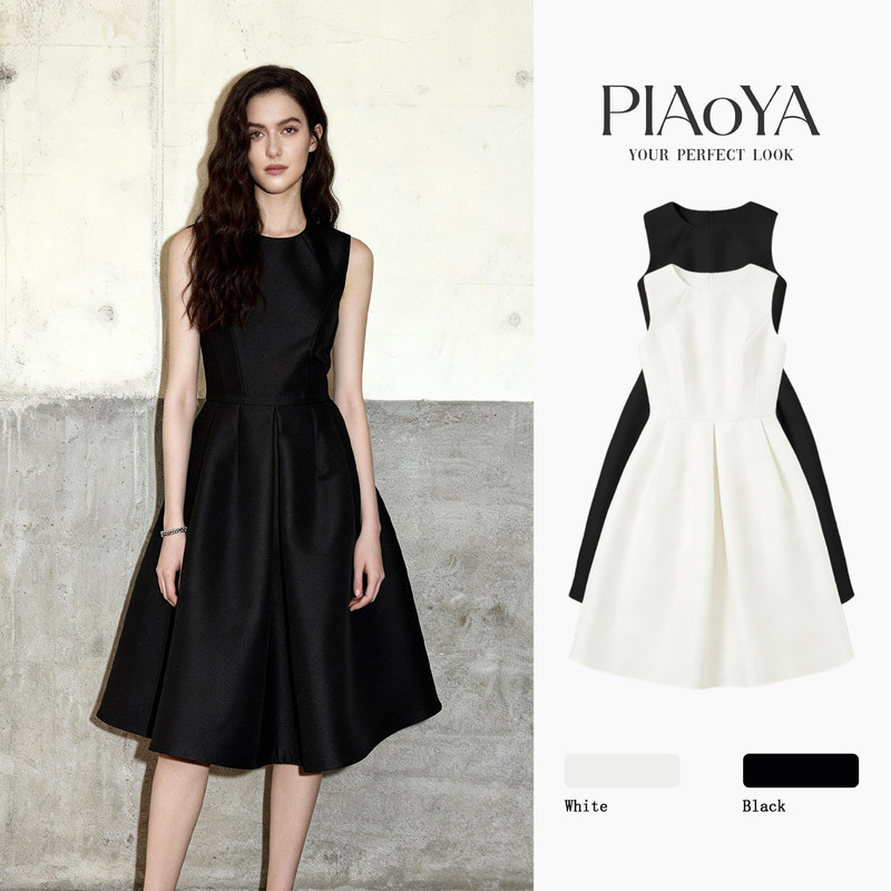 Sleeveless Waist-Cinching Dress for Women, New Summer Style, French A-Line Hepburn Style, Elegant and Flowy Tank Dress