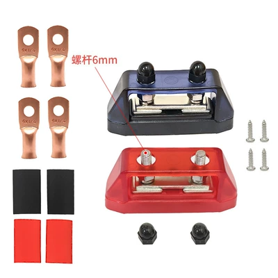 bar with protective cover | Power supply, ignition system accessories - m6-wiring-screw-terminal-block-red-black-pair-copper-lugs-heat-shrink-tubing