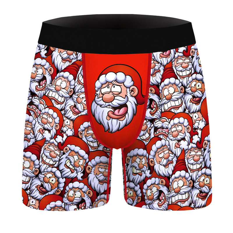 Men's underwear summer new mid-waist breathable comfortable boxer shorts head Christmas series printing new listing Men's underwear summer new mid-waist breathable comfortable boxer shorts head Christmas series printing new listing