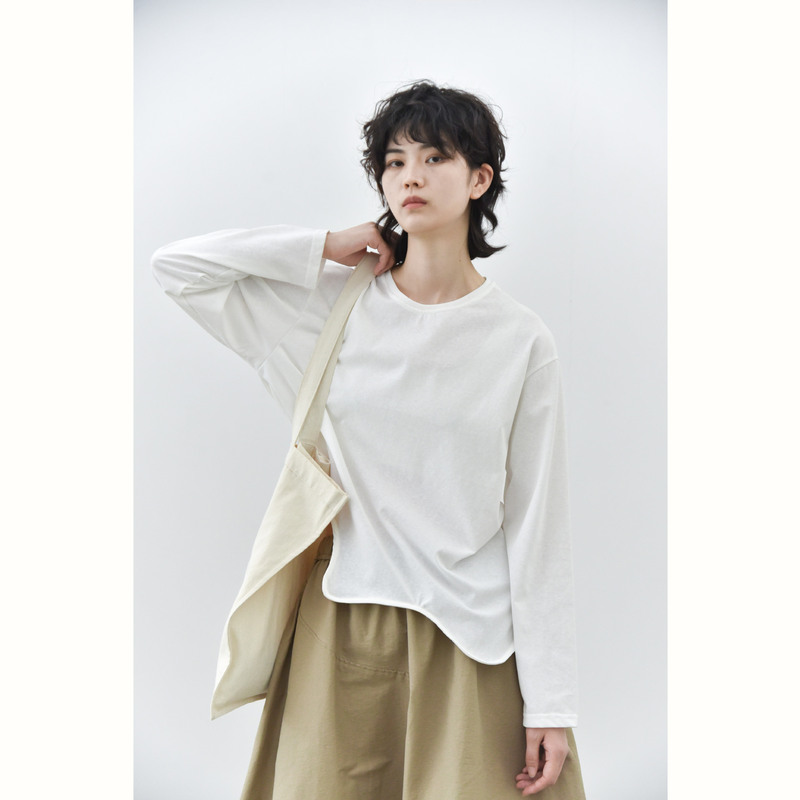 [Three and Two] Wave Hem Simple Casual Crewneck Loose Joker 25 Spring Pullover T-shirt 36912#