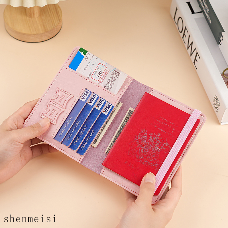 Spot bolsa de pasaporte de cuero de pu de venta caliente transfronteriza, clip de pasaporte multifuncional, cubierta de pasaporte, cubierta de pasaporte