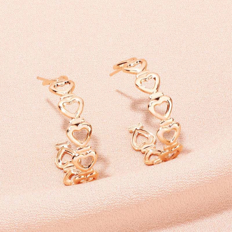 Daily Occasion Metal Material Fashion Heart Shape Metal Plating Earrings