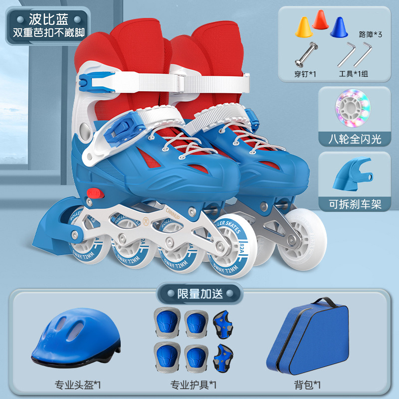 Flashing blue helmet, protective gear, backpack