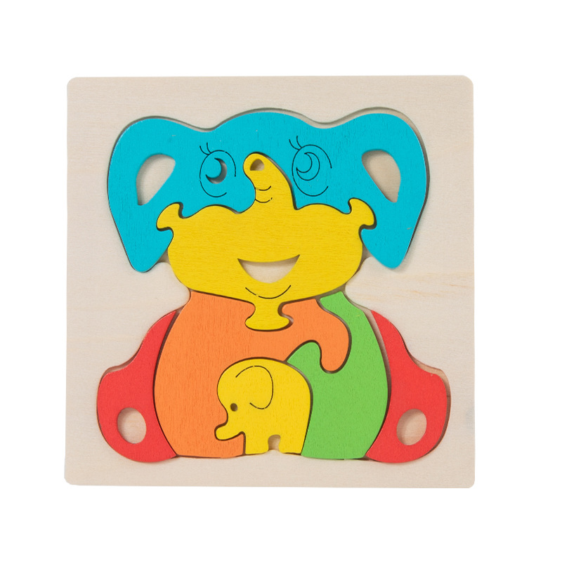 Fábrica directa de madera infantil plano puzzle padres-hijos patrón de animales cognición niños niñas juguetes de educación temprana