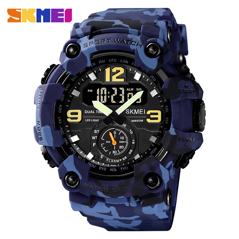 SKMEI reloj de deportes al aire libre para hombres geniales dial grande reloj electrónico impermeable multifuncional 1637