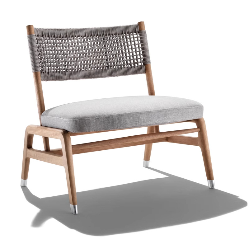 Sofá al aire libre terraza de hotel jardín patio terraza diseñador de madera maciza tela de caña de tres piezas de teca muebles casuales