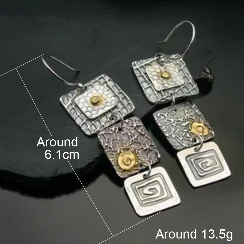 1 Pair Retro Punk Square Plating Alloy Drop Earrings display picture 1