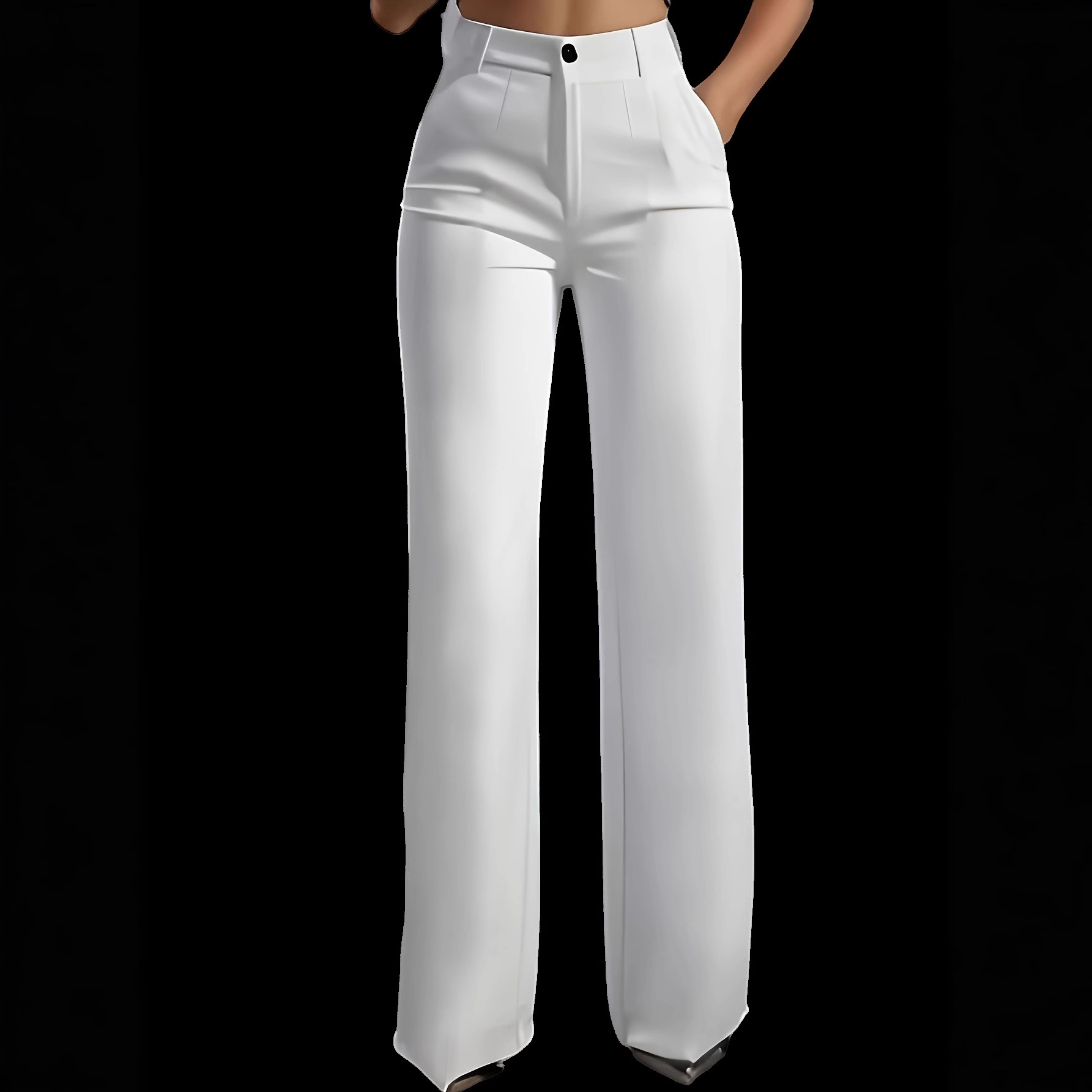 2025 European and American Cross-Border Women's New High-Waisted Drapey Straight-Leg Simple Women's Trousers