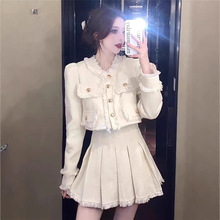 小香风套装裙两件套春季新款法式气质名媛短款外套+半身裙两件套