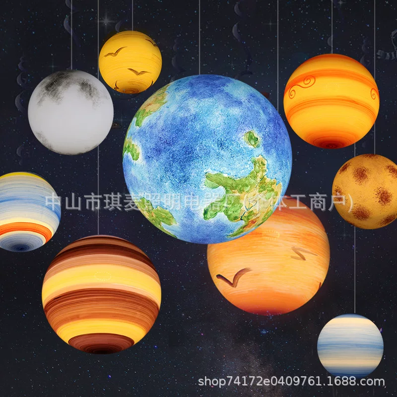Space planetary travel moon for camping, ceiling lamp