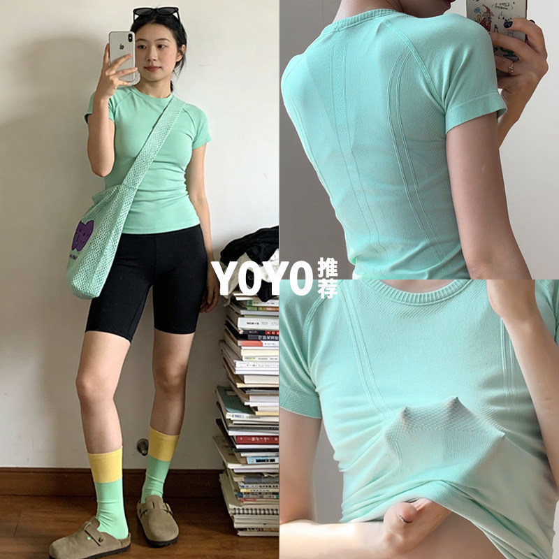 Summer Quick-Drying Sports Short-Sleeved Women's 2026 New Running Tight-Fitting Breathable Yoga Wear Pilates Tops Fitness Wear Summer Quick-Drying Sports Short-Sleeved Women's 2026 New Running Tight-Fitting Breathable Yoga Wear Pilates Tops Fitness Wear