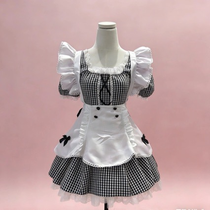 Plus-size German Oktoberfest maid uniform, houndstooth dress, beer outfit for the German Oktoberfest