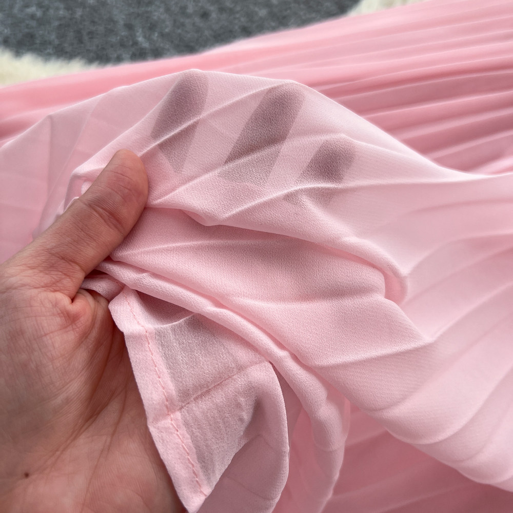Inspired Pink A-Line Dress Short Sleeved High Waisted Fitted Long Skirt Luxurious Feel Women's Clothing_ecoleips.com