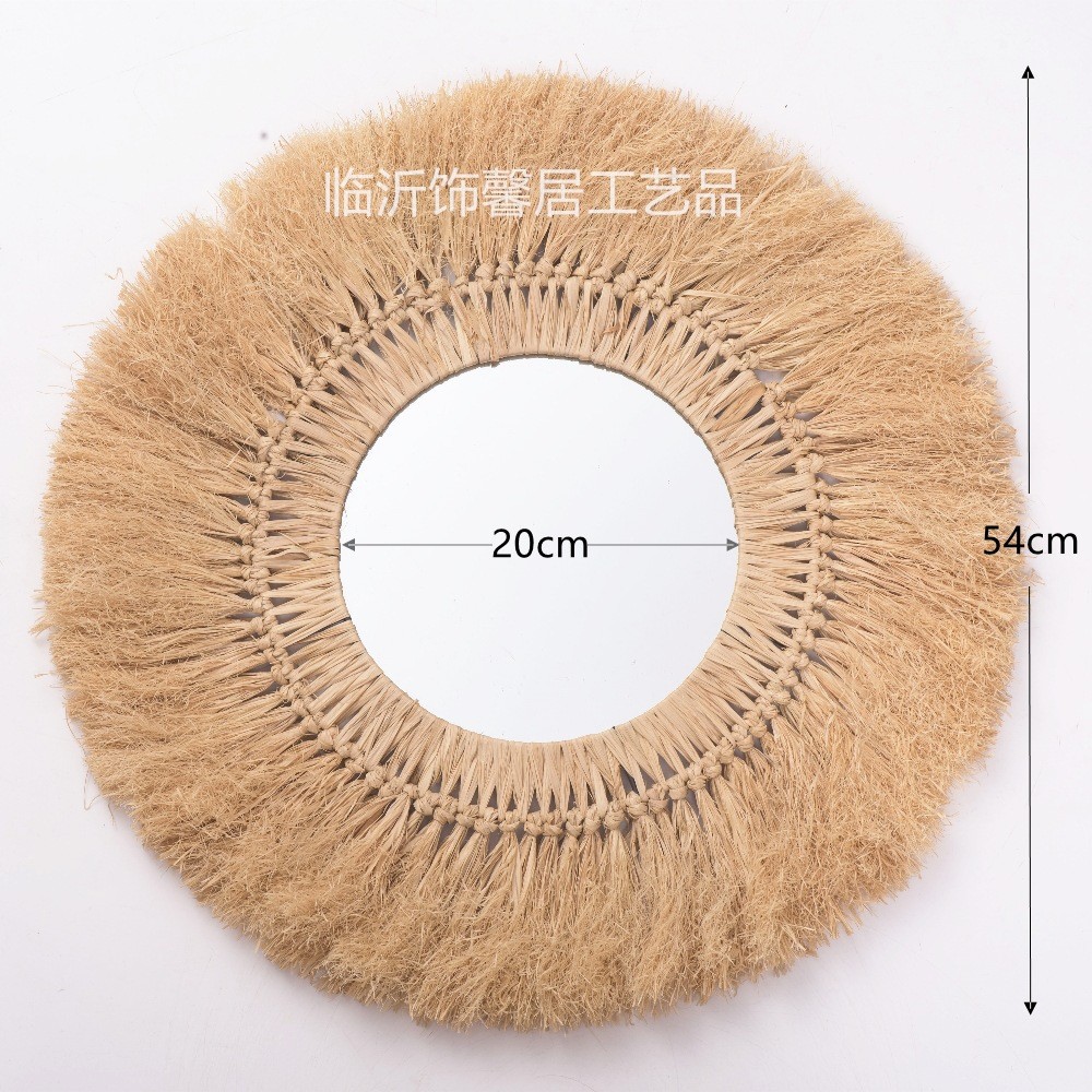 Rafia espejo tejido a mano B & B sala de estar colgante de pared espejo bar tienda de ropa para niños Fotografía Decoración Accesorios colgante