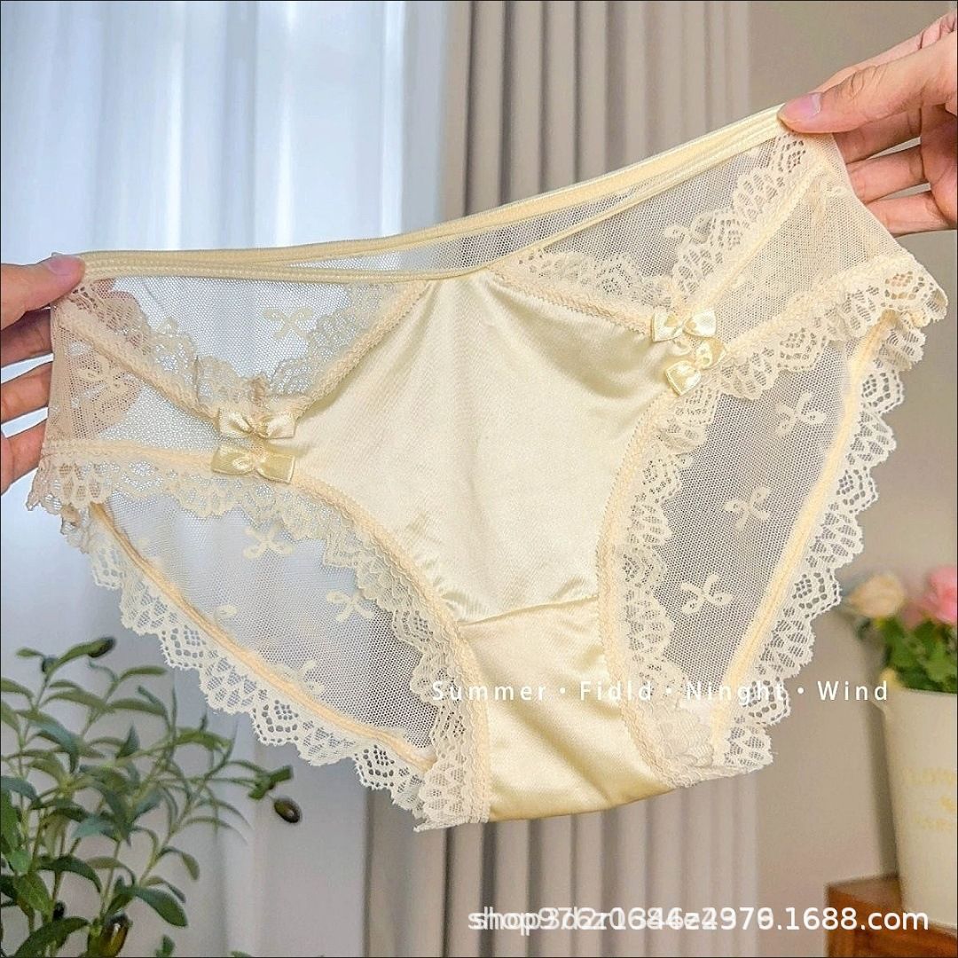 Pure Desire French High-end Satin New Style Distinctive Lace Underwear Girls Sexy Comfortable Fairy Underwear Women's 2024 New