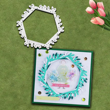 欧美跨境scrapbook刀模DIY六边形花环纪念模具镂空儿童手工纸艺