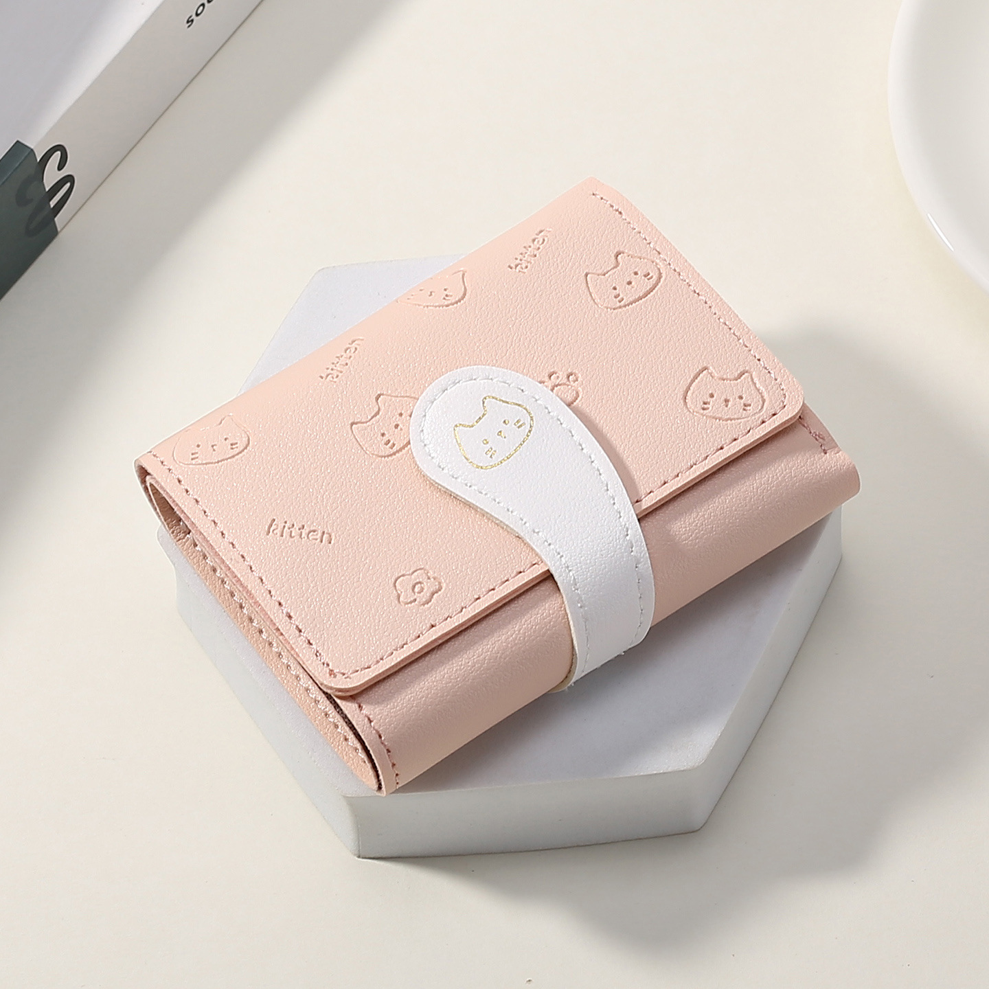 Cartera creativa de tres plegables encantadora, bolsa de tarjetas múltiples de gran capacidad, bolso de cambio, bolso plegable multifuncional para estudiantes, mujer