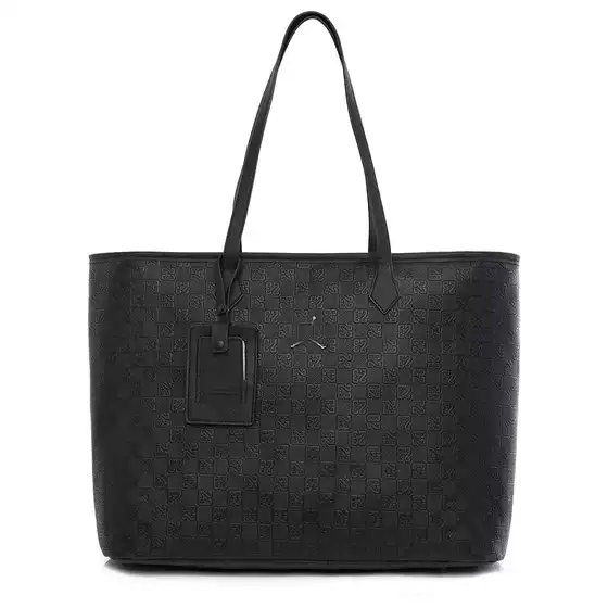 New Fashion Brand Fashion Tote Bag Large Capacity Plaid Casual Commuter Shoulder Bag Black Fashionable Retro Underarm Bag