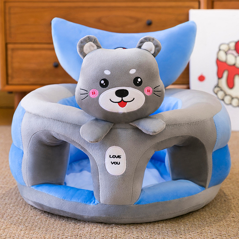 Asiento de aprendizaje para bebés anti-caídas, asiento de dibujos animados para bebés que aprenden a sentarse en un pequeño sofá sin lesiones espinales.