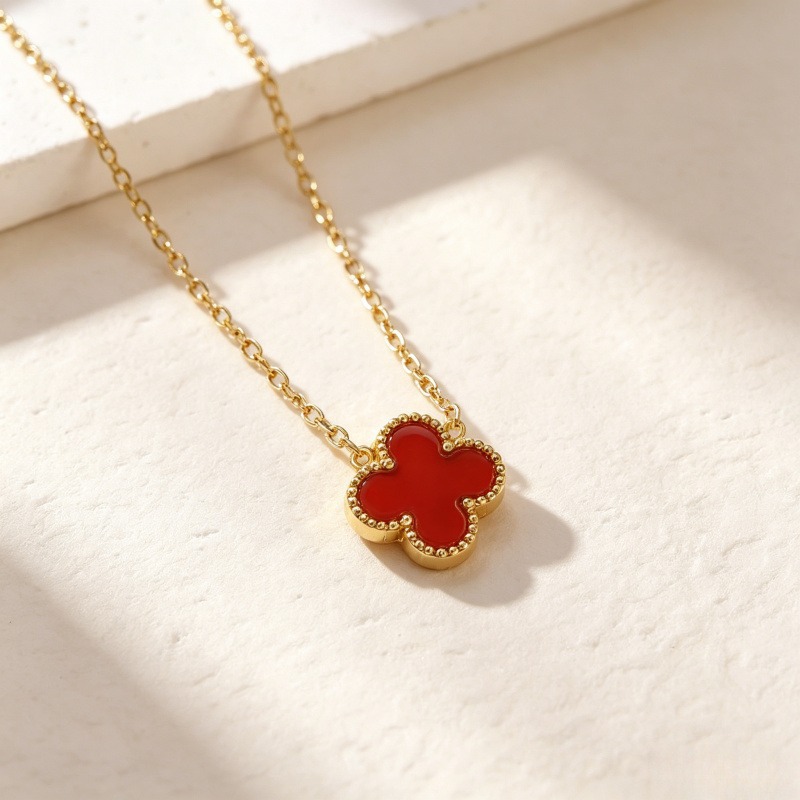 Necklace, 13mm, four-leaf clover