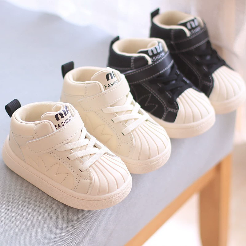 Мягкая подошва нескользящая ходная обувь Весенняя осень 1 1 1 1 2-3 года детская обувь маленькая белая обувь для мальчиков ракушка