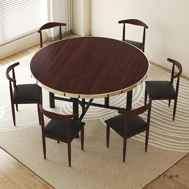 加厚大圆桌面板带转盘餐桌家用饭店酒店食堂饭桌子可折叠圆形餐桌