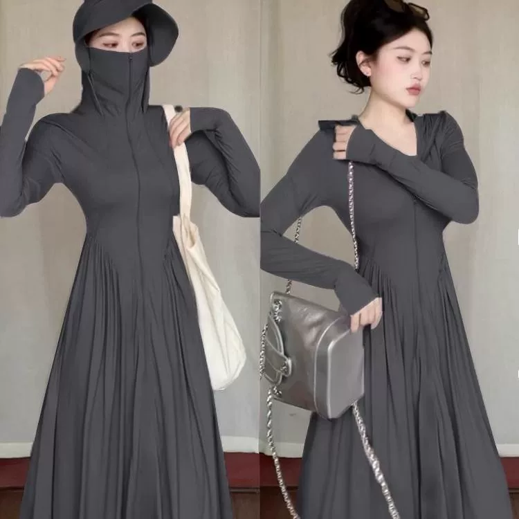 AIMISS большой размер, длинная одежда из ледяного шелка для защиты от солнца для женщин, лето 2025, тонкая куртка с UPF50 + защитой от УФ-лучей