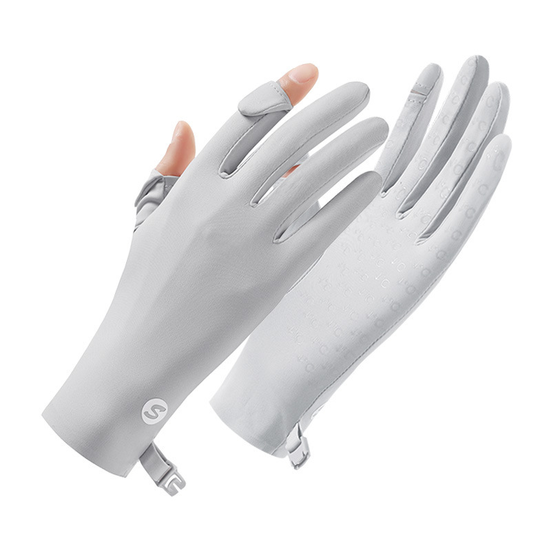 Guantes de verano para mujer, sensación de frío al aire libre transpirable, protector solar, dos dedos, conducción cómoda, conducción, guantes de dedos completos