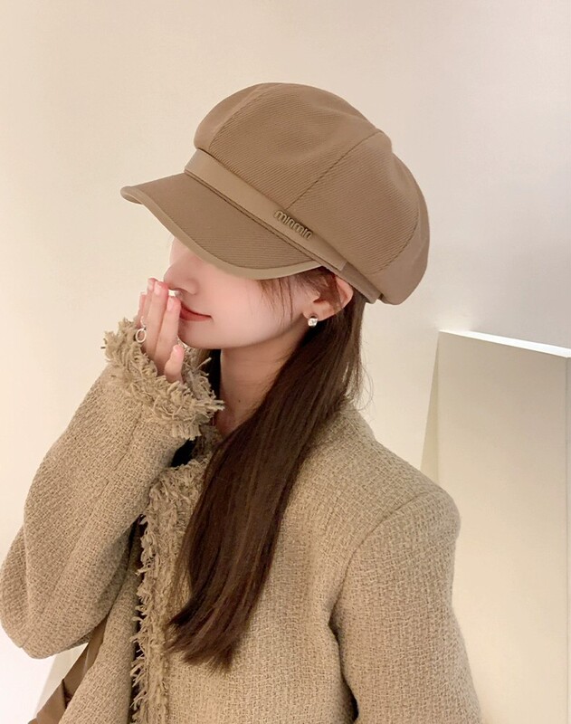 秋冬季前进帽网红帽子漫画家休闲日常出街显脸小百搭八角贝雷帽女|undefined