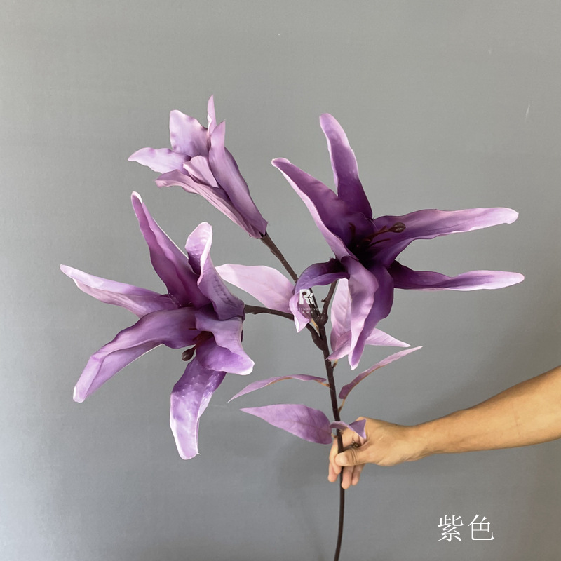 Flor de simulación de boda, flor de color púrpura oscuro, salsa, rosa púrpura, hortensia, flor falsa, decoración de boda, arreglo floral guiado a mano