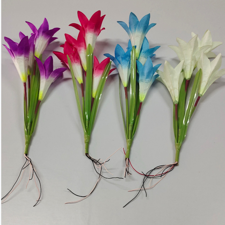 太阳能4头百合花灯菊花灯套件百合花半成品led花灯配件led菊花灯