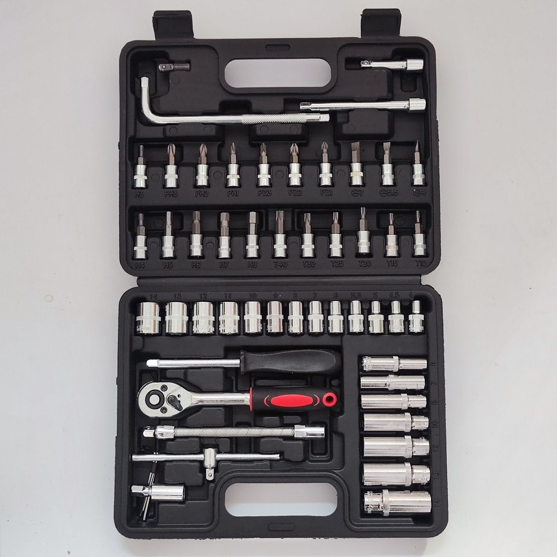 新国标铬钒钢汽修工具54件套小飞棘轮维修组合家用修车工具箱大全