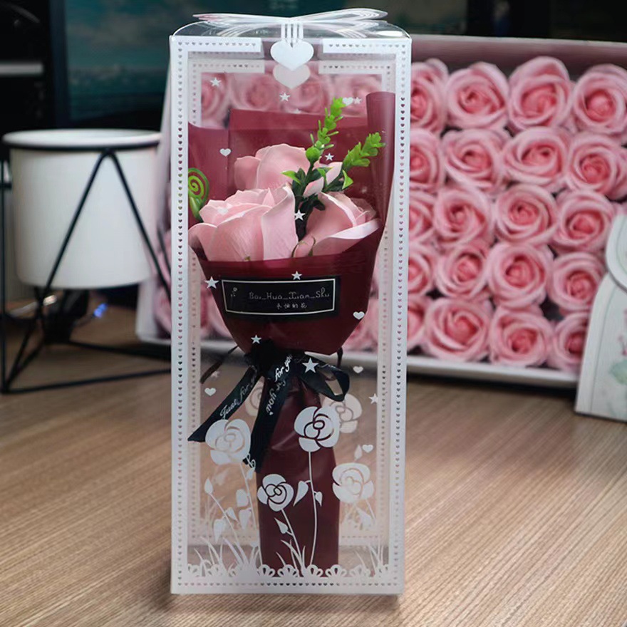 Navidad Día de San Valentín jabón Rosa ramo caja de regalo Clavel jabón flor 3 ramo regalo