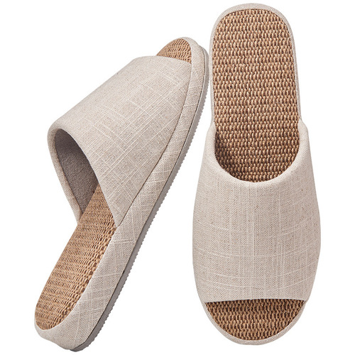 Simple and Thick Cottontail Slippers for Women, Spring and Autumn Home Indoor Seasonal Use, Household Wooden Floor Slippers for Men, Linen Mat wholesale