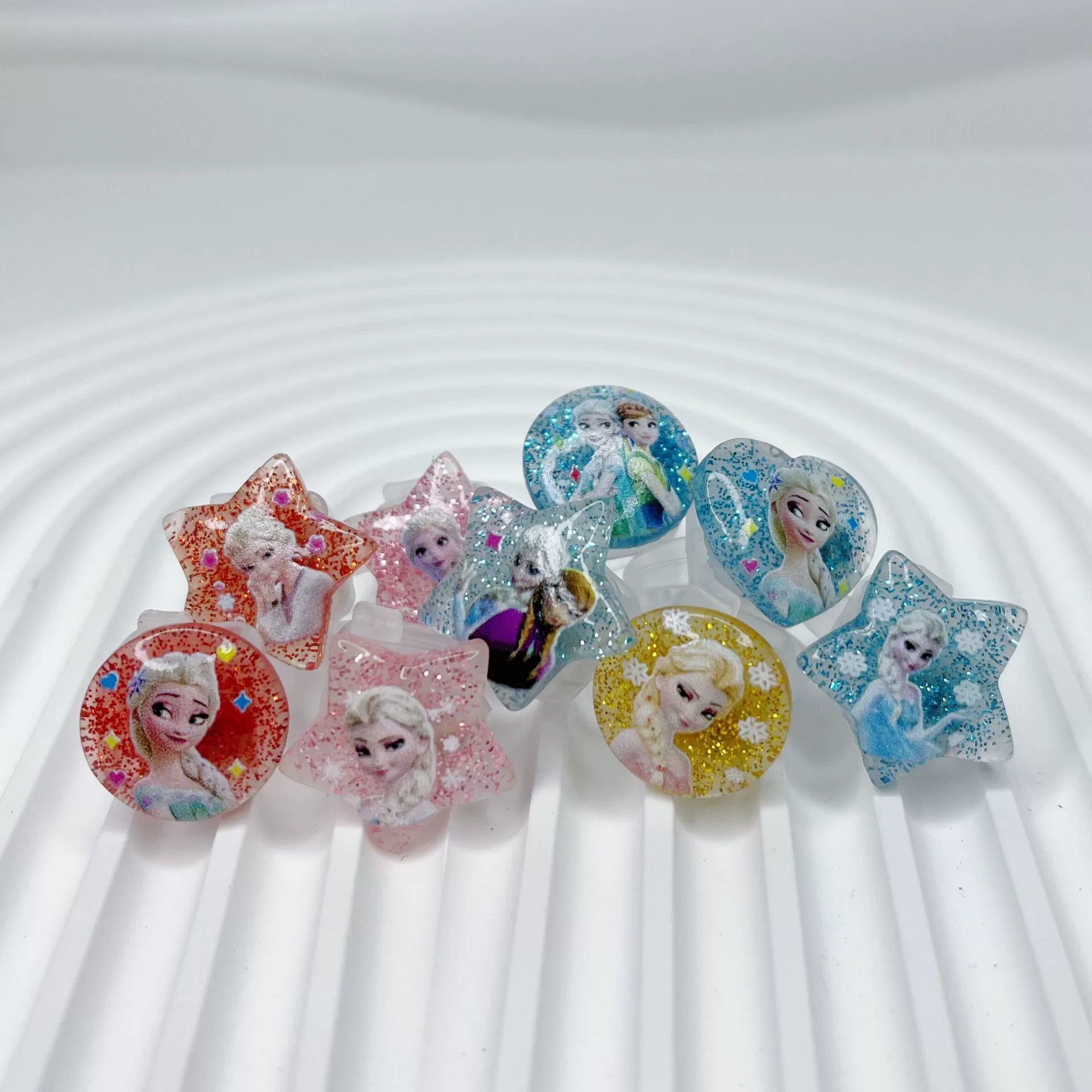 Children's Ring Set, multi-piece cartoon princess jewelry with gems, assorted boxes