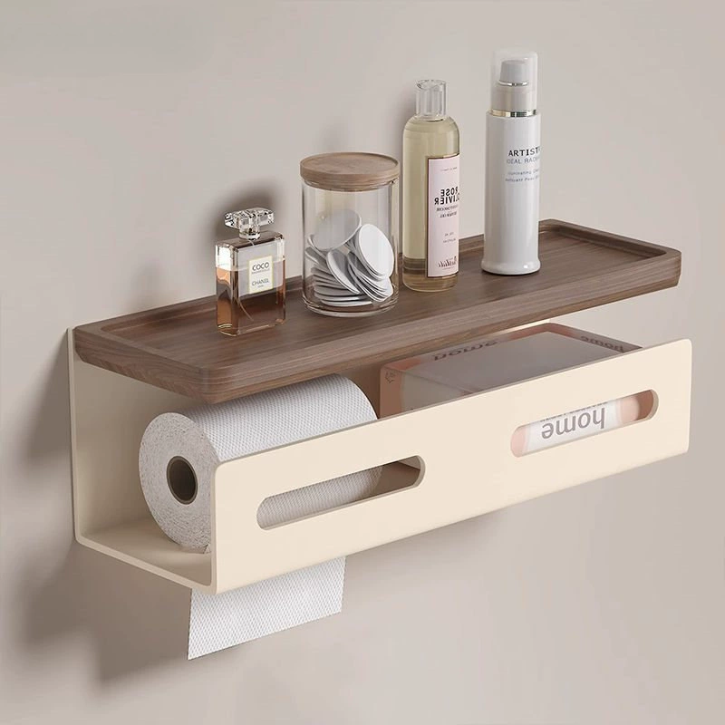 Худо стиль кремовый орех tissue box хранение салфетки полка держатель туалетной бумаги сушилка для волос полка хранения
