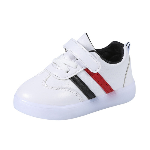Children's LED Light-Up Shoes  Spring and Autumn New LED Sports White Shoes for Boys and Girls, Multicolor Flashing Flat Shoes
