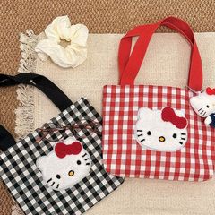 新款HelloKitty格子小方包大容量手提包上班通勤饭盒包外出小拎包