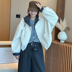 连帽夹棉外套女2025秋冬新款休闲宽松显瘦时尚百搭小个子轻薄棉服