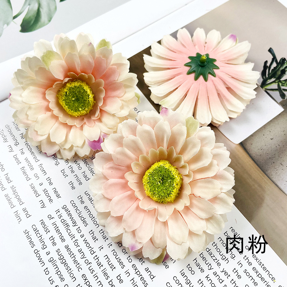 Simulación de la cabeza de gerbera Fulang crisântemo flores falsas DIY tocado material de pinza de flores de fotografía en el hogar adornos florales