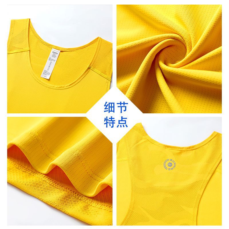 Maratón de verano para hombres y mujeres corriendo Chaleco de secado rápido entrenamiento de pista y campo cuello redondo suelto transpirable camiseta sin mangas de fitness impresa L