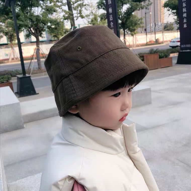 韓国版の子供の帽子春秋の男女の子供の平頂の純色の漁師の帽子の潮の赤ちゃんの簡単な盆の帽子のバケツの帽子ins|undefined
