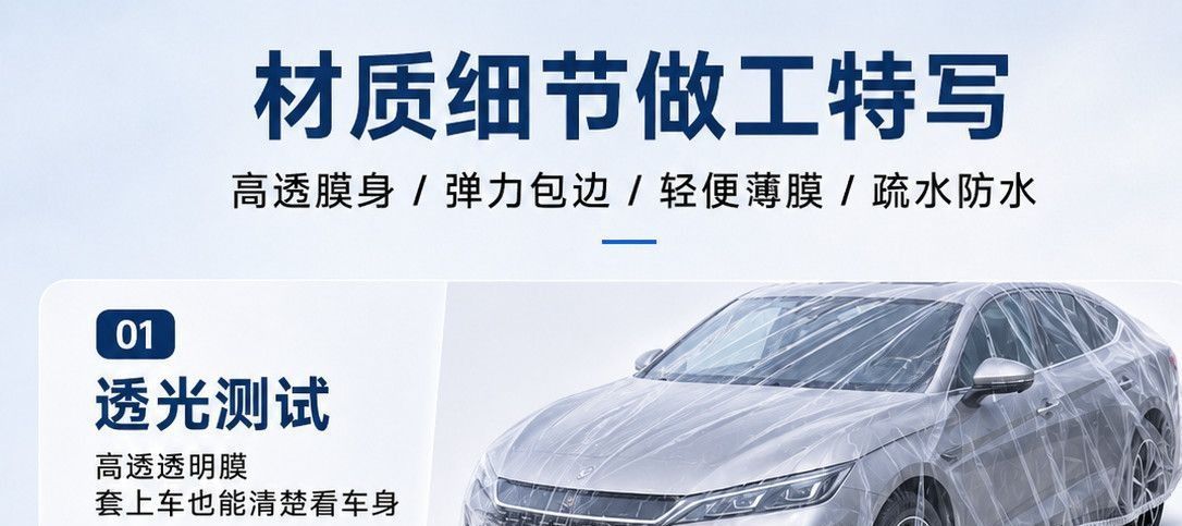 Dustproof car cover made of plastic, suitable for all seasons, fully snowproof outdoor car cover with elastic wrap and disposable drawstring, thickened