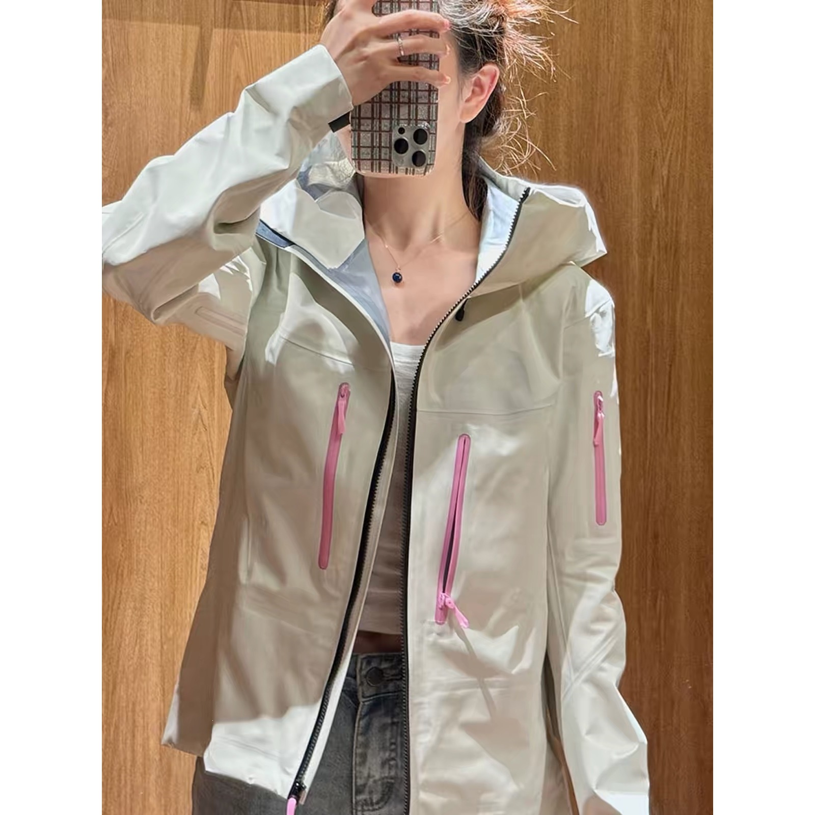 巨好看的韩货秋季灰色拉链拼接长袖夹克冲锋外套女款秋季防风上衣